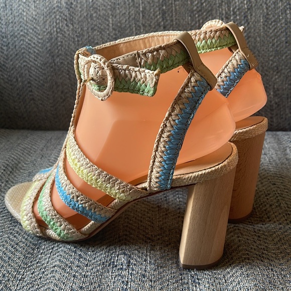 Antonio Melani Raffia Ankle Strap Block Heels Sandals Size: 7.5M - Picture 8 of 16